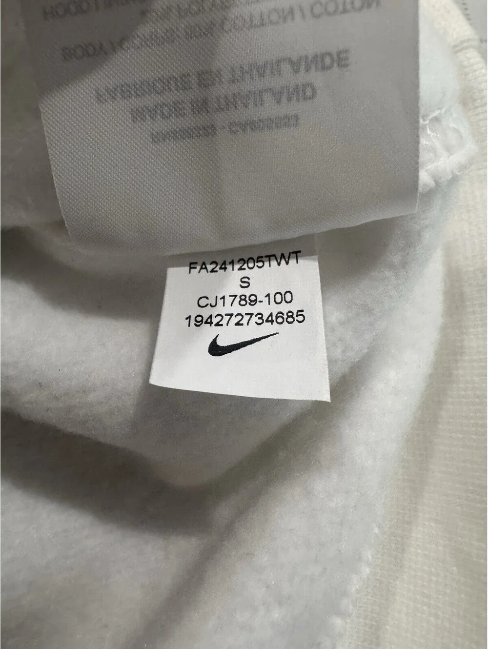 Nike Women's Club Fleece Training Pullover Hoodie Size Small White